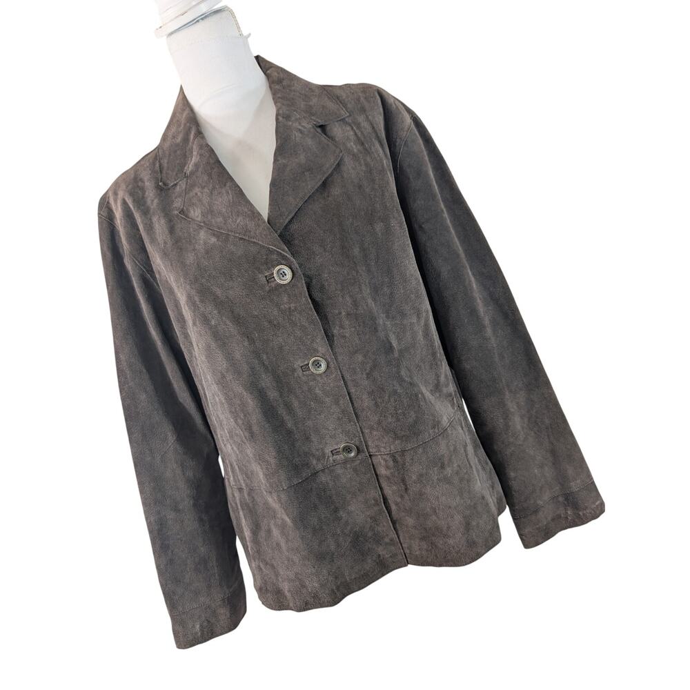 NWOT! CHICO'S! WOODSEY BROWN GENUINE SUEDE LEATHER LINED JACKET, COAT! SZ 16/18
